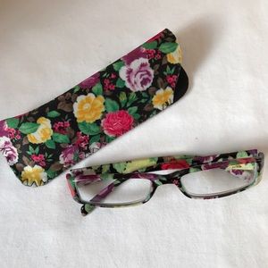 Black Floral Readers with Case